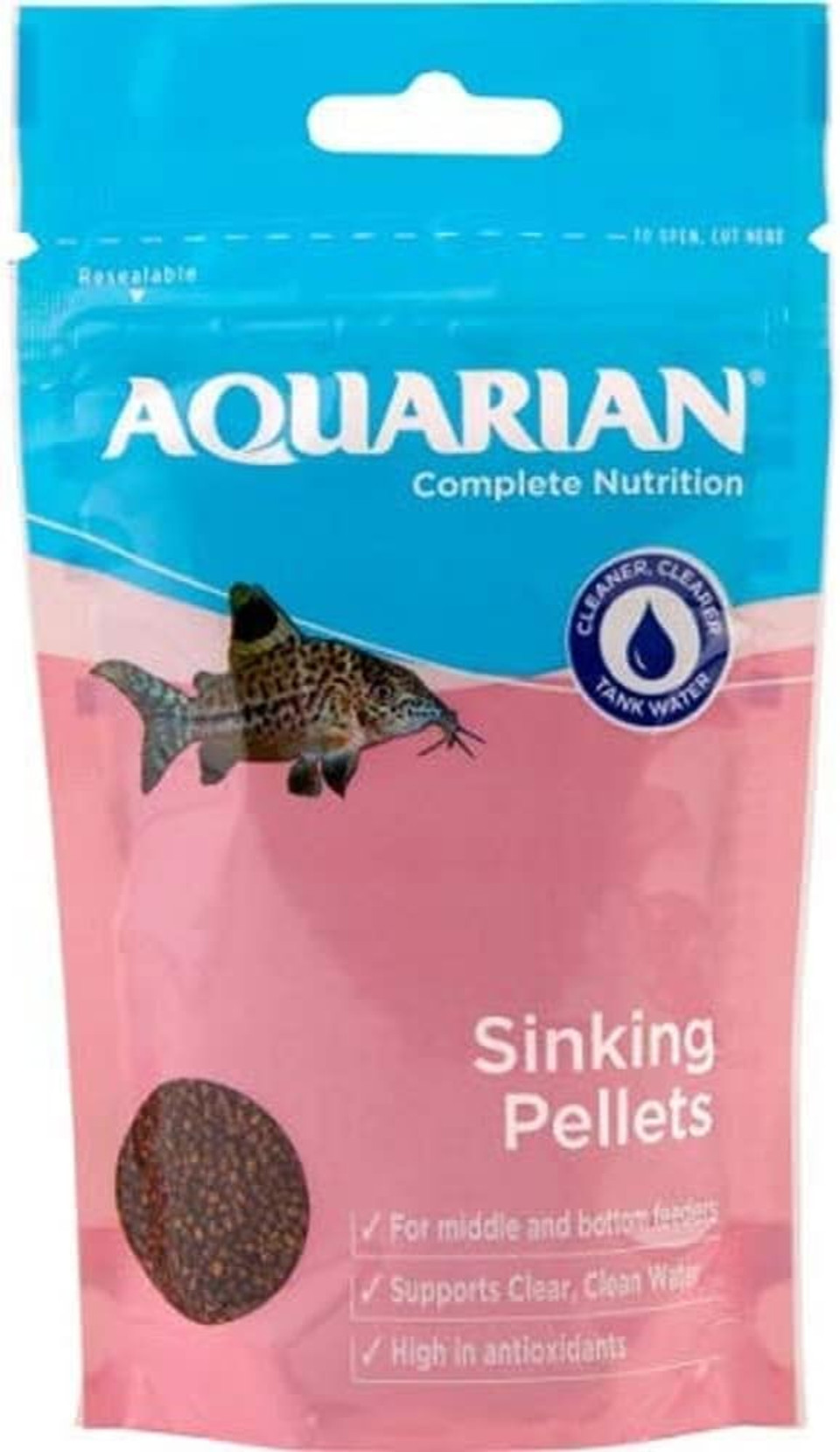 AQUARIAN Complete Nutrition, Aquarium Bottom Feeder Fish Food Sinking Pellets, 284g Bag