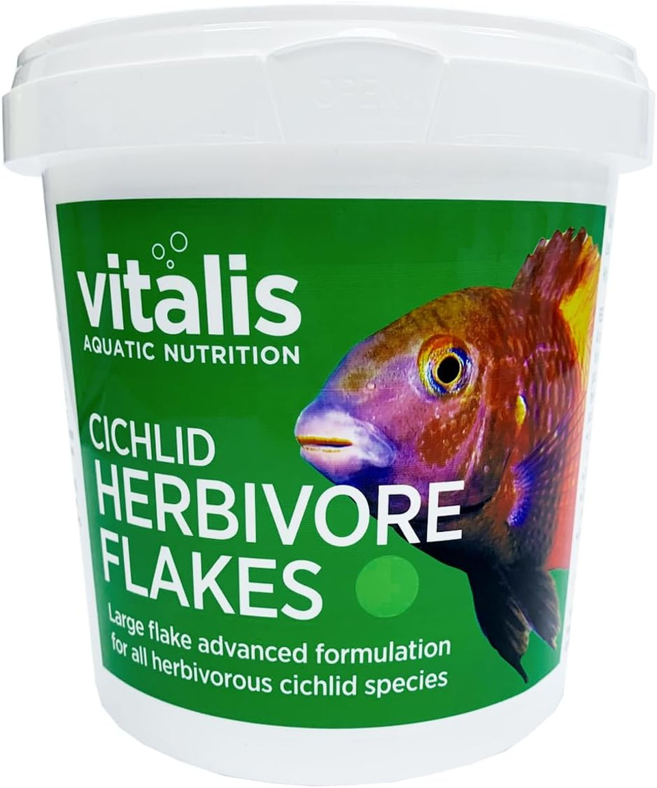 Vitalis Cichlid Herbivore Flakes Tropical Fish Food 90g
