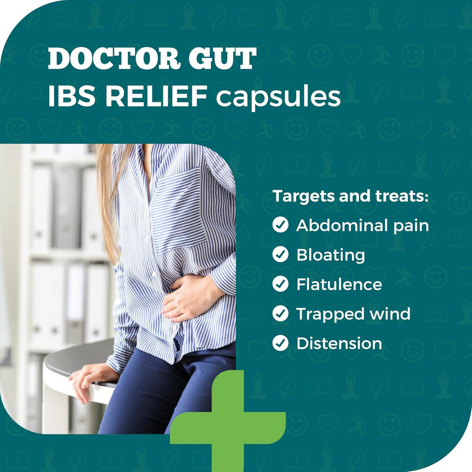 Doctor Gut IBS Relief Capsules, 15 Caps - Stomach Pain Relief, Bloating Relief, Trapped Wind & Gas Relief - Drug-Free, Natural Clay, Expels Harmful Causes of Irritable Bowel Syndrome