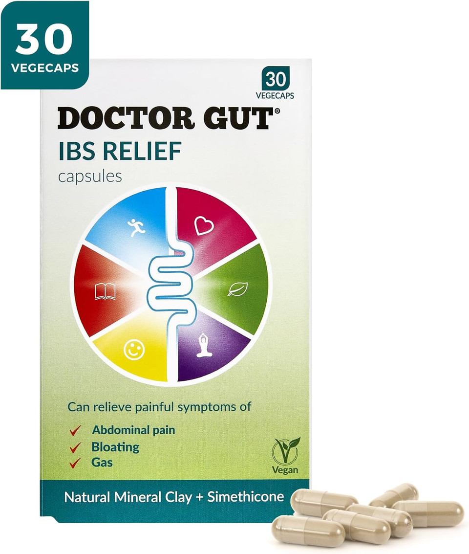 Doctor Gut IBS Relief Capsules, 30 Caps - Stomach Pain Relief, Bloating Relief, Trapped Wind & Gas Relief - Drug-Free, Natural Clay, Expels Harmful Causes of Irritable Bowel Syndrome