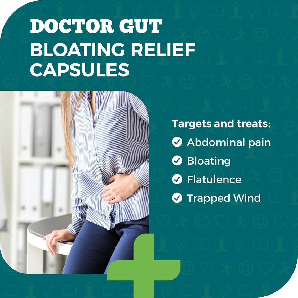 Doctor Gut Bloating Relief Capsules, 15 Caps - Stomach Pain Relief, Bloating Relief, Trapped Wind & Gas Relief - Drug-Free, Natural Clay, Expels Harmful Causes of Gas & Flatulence