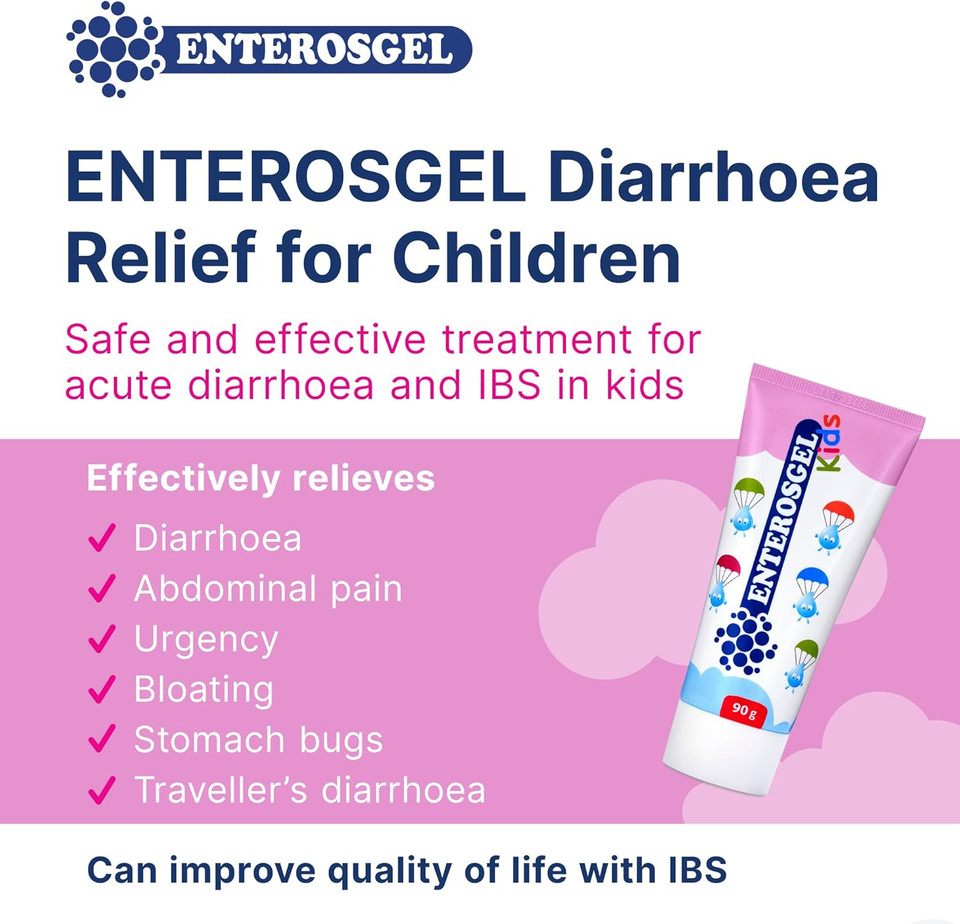 ENTEROSGEL Diarrhoea Relief for Children - Gastroenteritis Treatment, Tummy Bug Relief, Kids Stomach Bug Treatment, Travelers Diarrhea First Aid Kit, Stomach Pain Relief - for Babies & Children, 90g