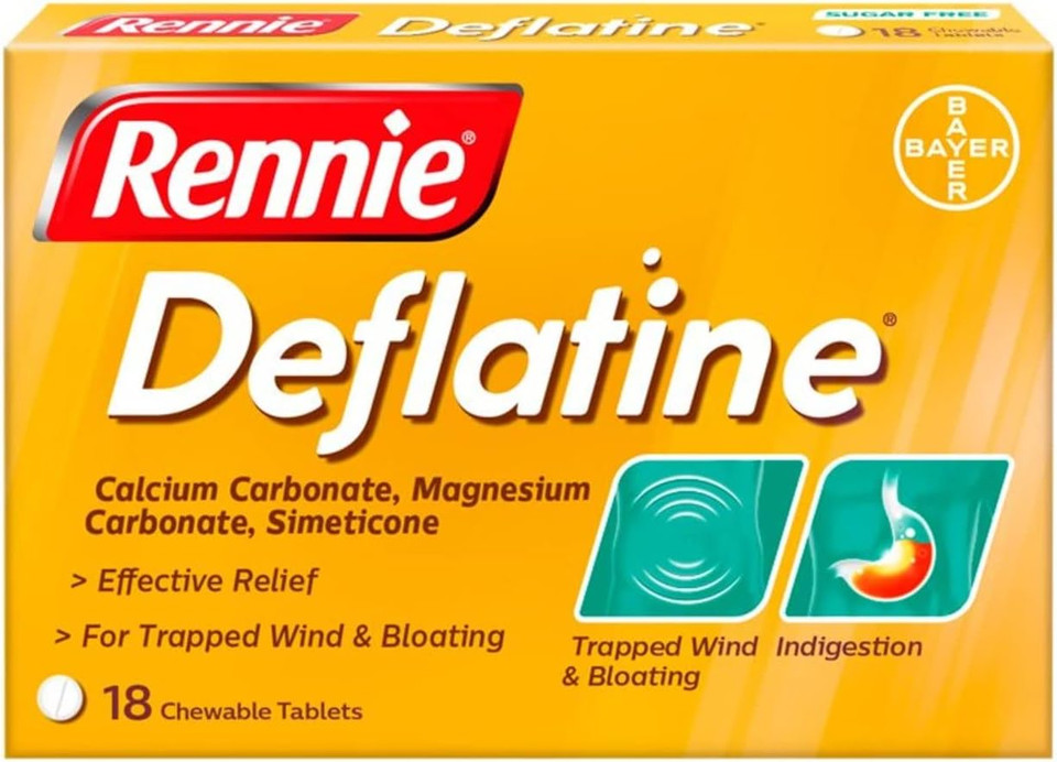 Rennie Deflatine Trapped Wind & Bloatedness Relief Tablets Sugar-Free Mint - 18 Tablets