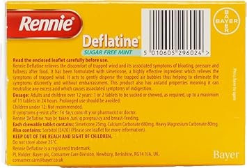 Rennie Deflatine Trapped Wind & Bloatedness Relief Tablets Sugar-Free Mint - 18 Tablets