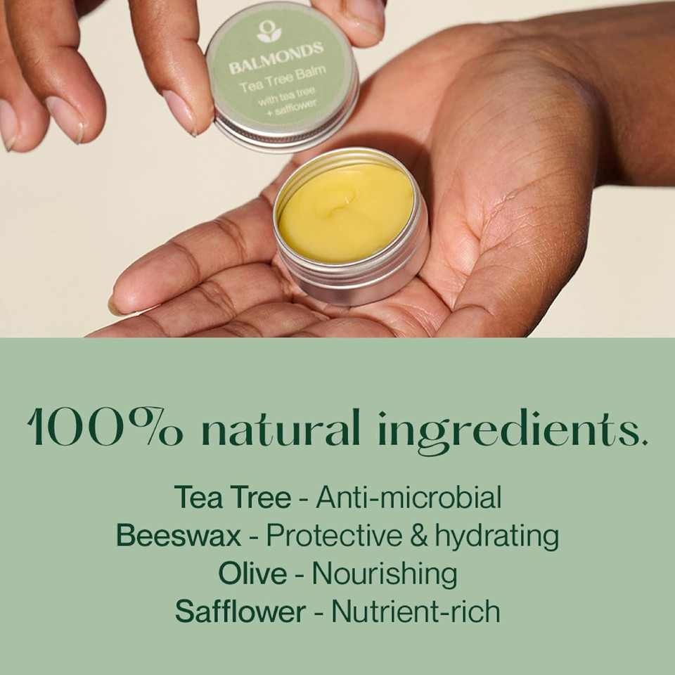 Balmonds Tea Tree Balm 15ml for Natural Healing - Skin Healing for Cold Sores, Fungal Conditions, Acne, and Insect Bites