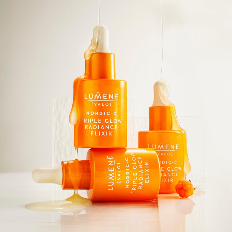 Lumene Nordic-C [Valo] Triple Glow Radiance Elixir - Hydrating, Anti-Aging Vitamin C Serum For Enhanced Skin Glow - Ferulic Acid & Vitamin Face Serum (1 Fl Oz.)