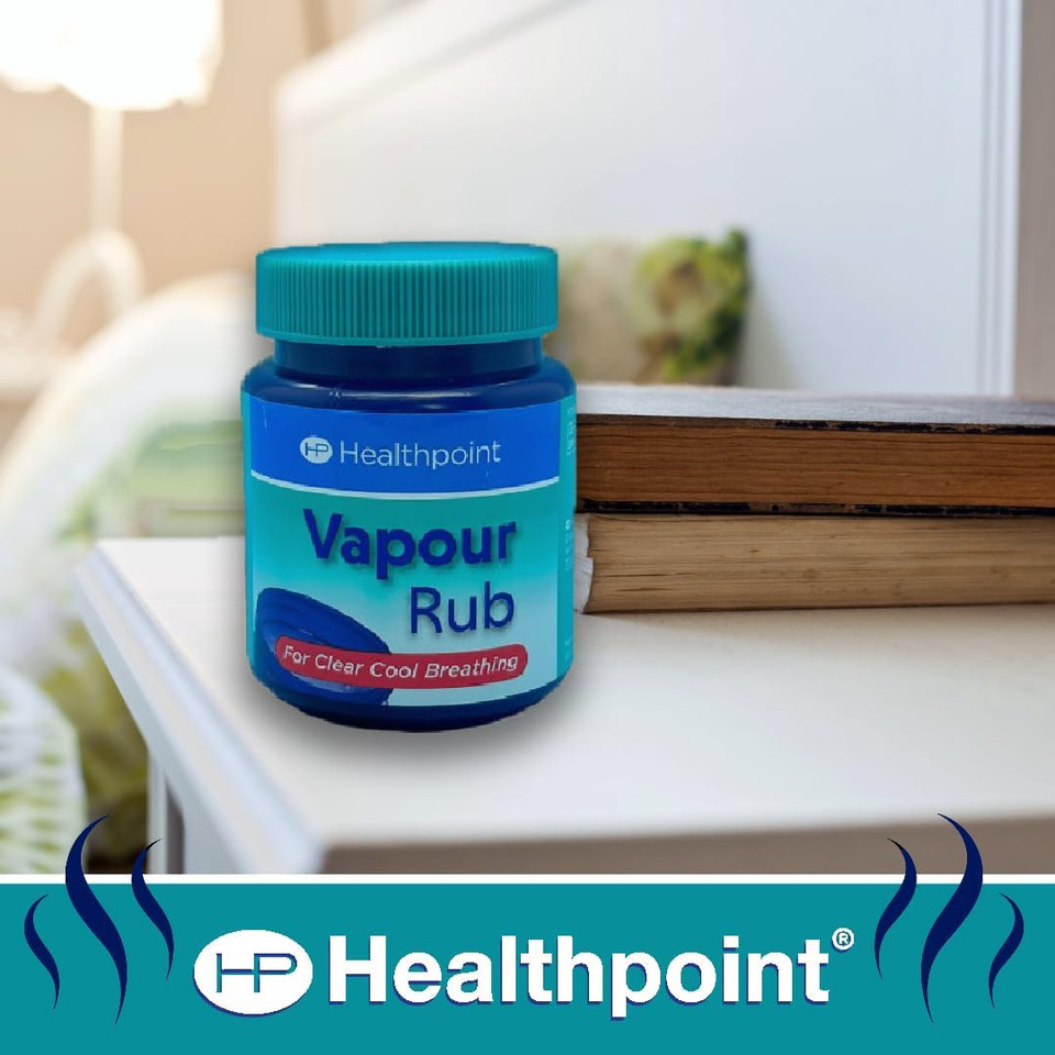 Healthpoint Vapour Rub For Coughs, Colds, Catarrh And Sore Throat, Camphor, Menthol And Eucalyptus Oil For Easier And Clearer Breathing, Relief For Upper Airway Congestion, Helps Sleep, 100g