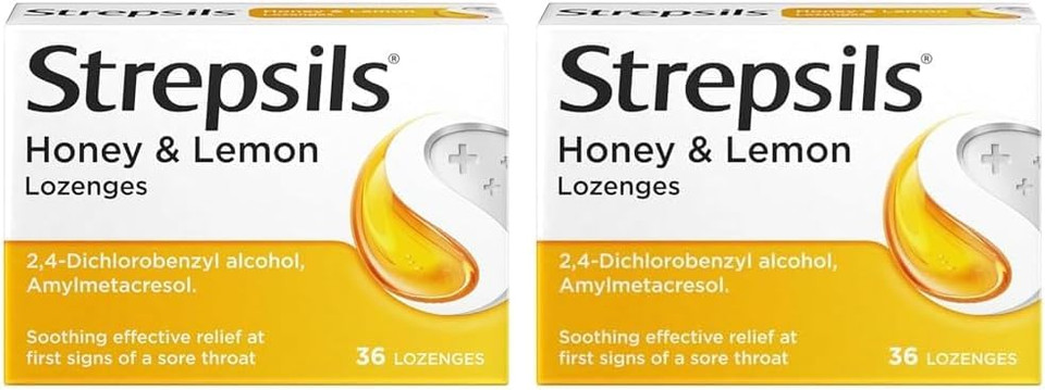 Strepsils Honey and Lemon Lozenges, 16 Total, Soothing Relief, Sore Throat Relief, Immediate Prevention, Effective Antiseptics, Fast Acting Relief, Up to 2 Hours Relief, Sore Throat, Medication