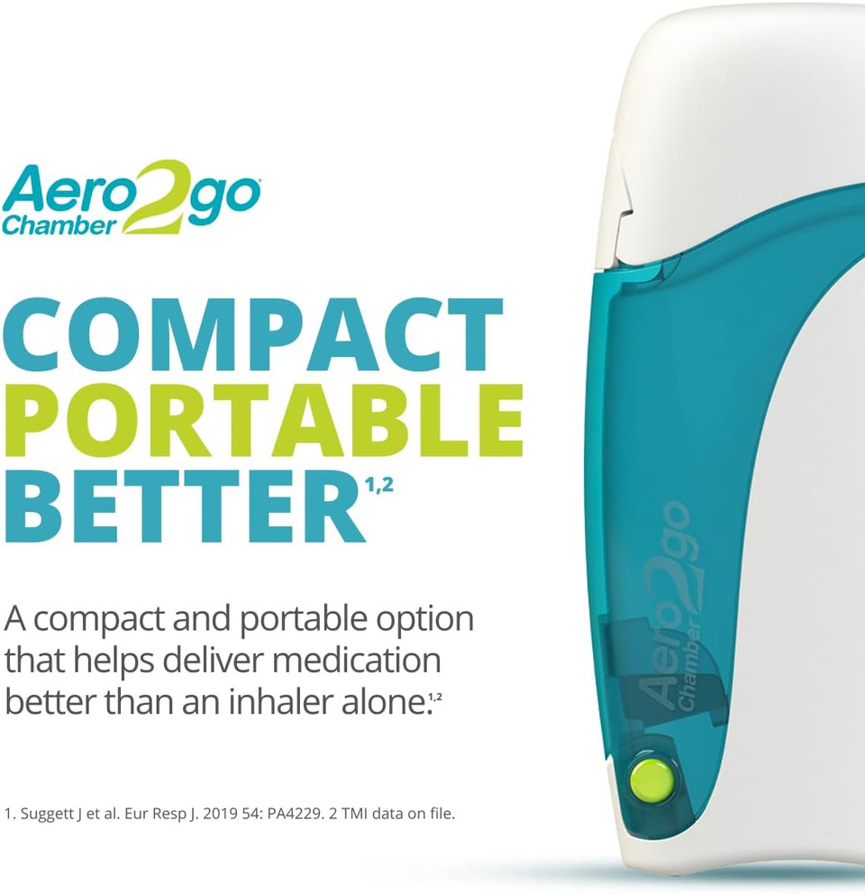 AeroChamber2go 2-in-1 Portable Inhaler Spacer + Protective Case for Metered Dose Inhalers