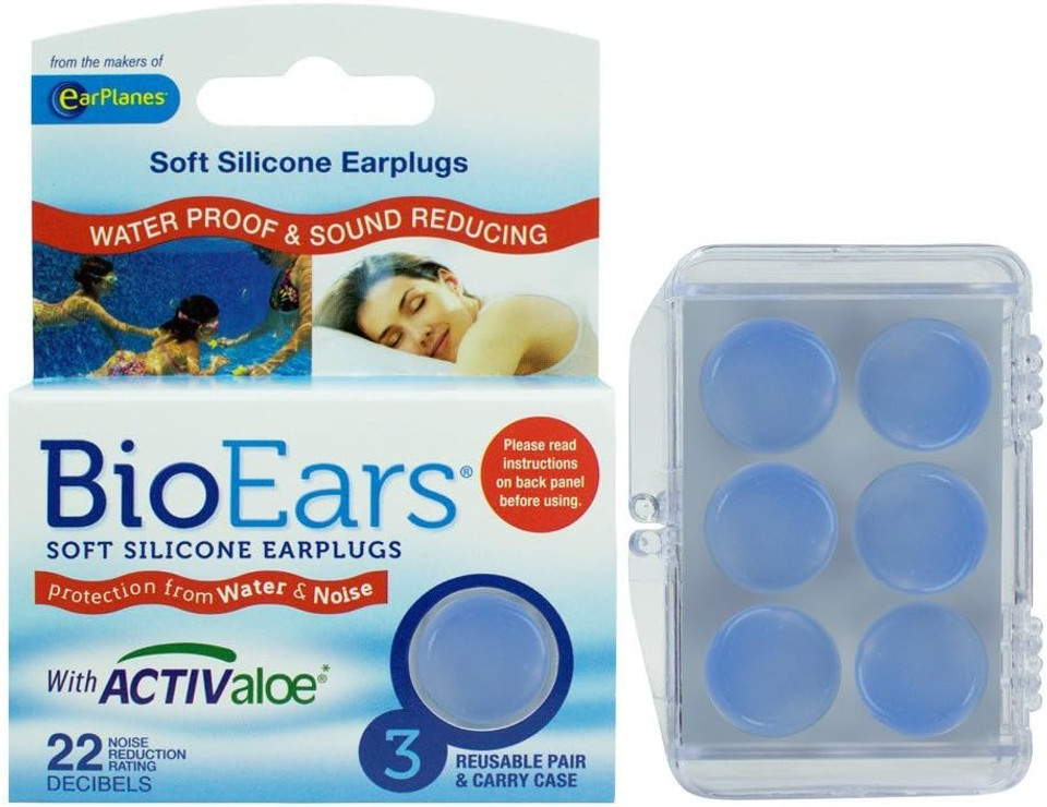 Florsol Bio Ears Soft Silicone EarPlugs Protection - 3 Pairs (Light Blue, 5 Packs)