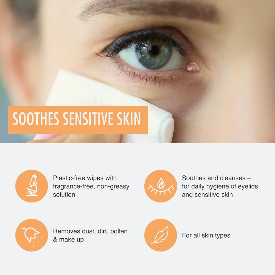 40 Blephaclean PF Daily Eyelid Wipes - Gentle Eyelid Cleansing for the eyelids and skin around the eyes | Suitable for Babies (over 3 months old), Children and Adults | 20 Sterile Plastic-Free Wipesx2 40 Blephaclean PF Daily Eyelid Wipes - Gentle Eyelid Cleansing for the eyelids and skin around the eyes | Suitable for Babies (over 3 months old), Children and Adults | 20 Sterile Plastic-Free Wipesx2