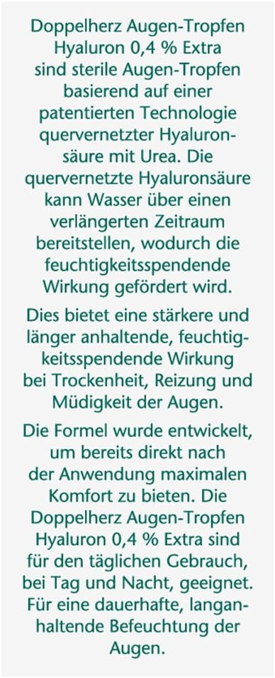 Doppelherz Eye Drops, Extra Hyaluron 0.4%, Moisturising Eye Drops with Soothing Effect for Dry and Irritated Eyes, 1 x 10 ml