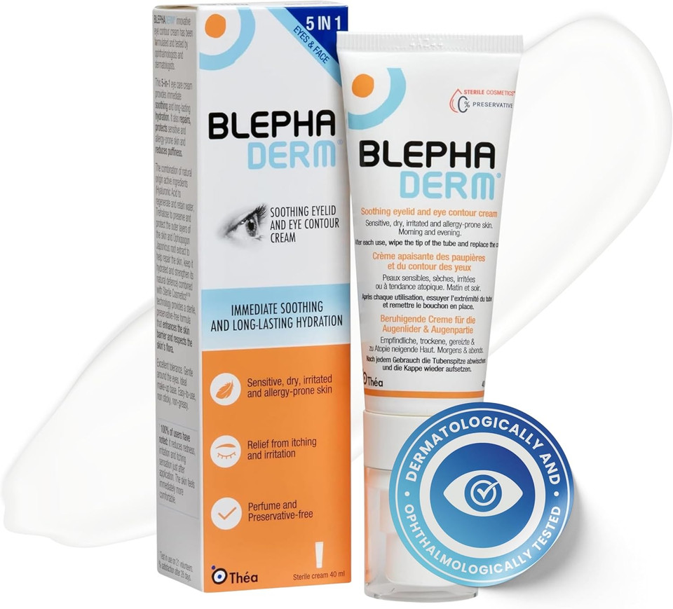 BLEPHADERM® Soothing Eyelid and Eye Contour Cream - Soothes, Protects, Repairs, Moisturises And Reduces Puffiness - for sensitive, dry, irritated, skin around the eye area. 40ml
