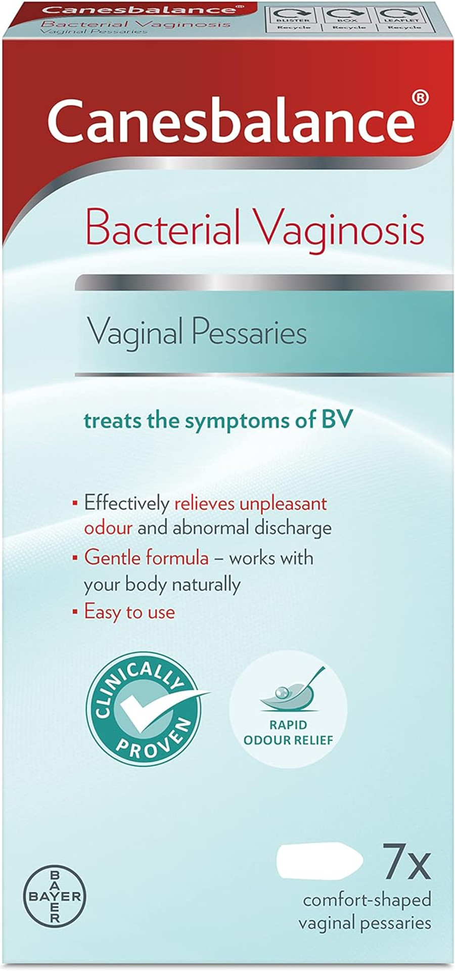 CanesBalance Vaginal Pessaries | Bacterial Vaginosis Symptom Treatment | Starts To Work Immediately To Relieve Unpleasant Intimate Odour Associated With BV | Clinically Proven - Pack Of 7