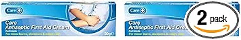 Care Antiseptic First Aid Cream, for Minor Burns, Abrasions and Nappy Rash, Suitable for All, Contains Cetrimide 0.5%, 30g Cream (Pack of 2)
