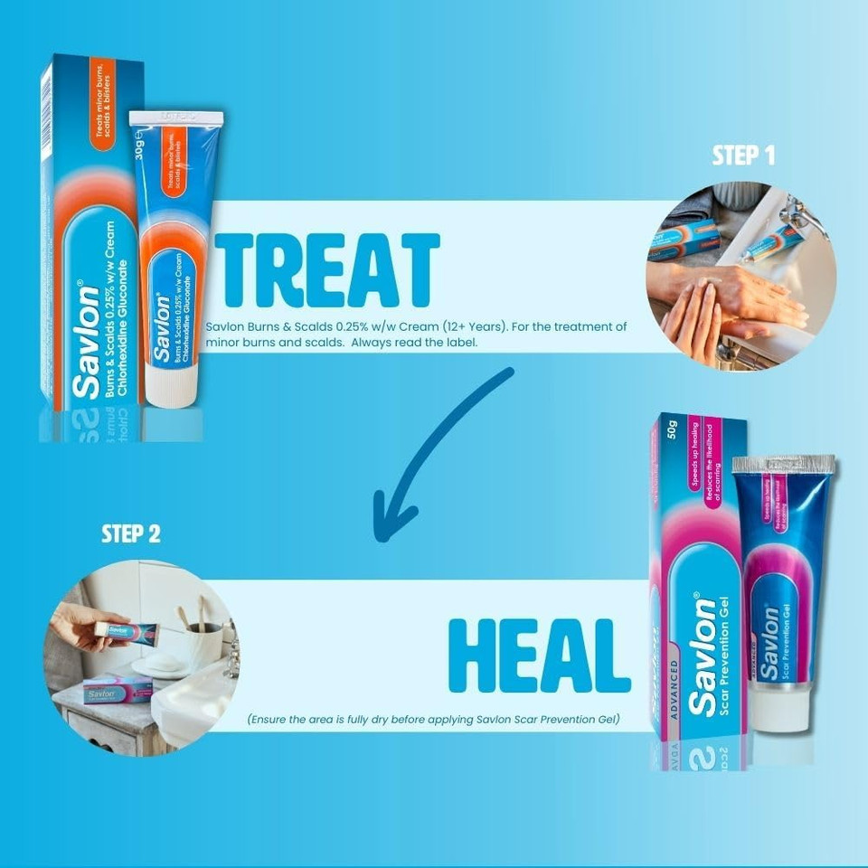 Savlon Burns & Scalds 0.25% w/w Cream, First Aid Treatment to Provide Effective Relief for Minor Burns, Scalds and Sunburn Blisters (30g, 1 pack)