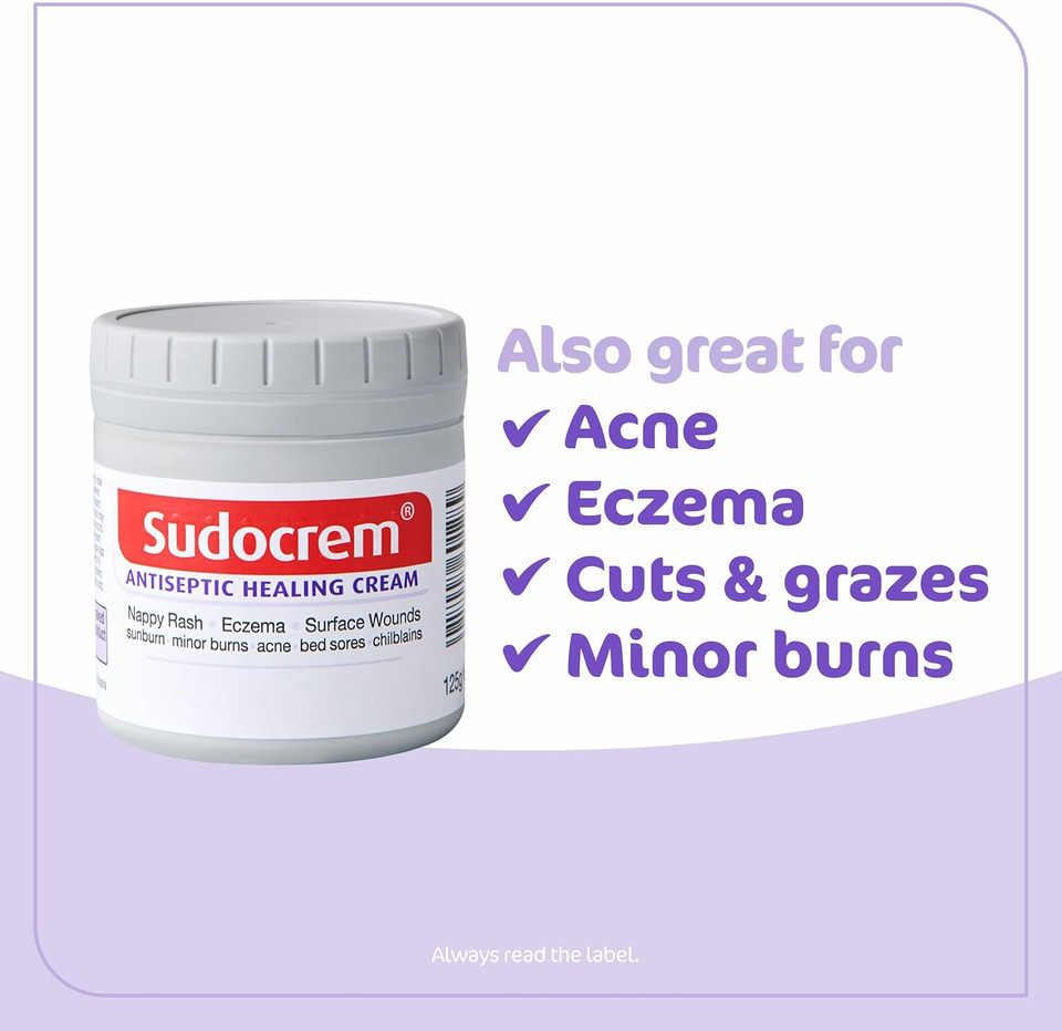 Sudocrem Antiseptic Healing Cream, Zinc Oxide Cream for Nappy Rash, Eczema, Acne, and Minor Burns, 125g (Pack of 1)