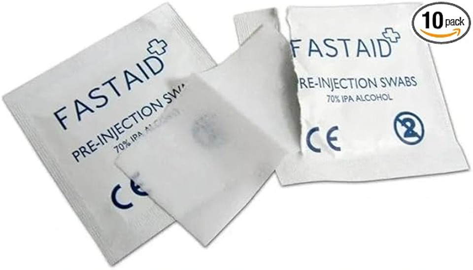 Pre-Injection Swabs - 10 Swab wipes | Medical Grade | 70% Alcohol | IPA | Individually Wrapped | Effective Disinfection of Substrate Injection Ports Before Inoculation