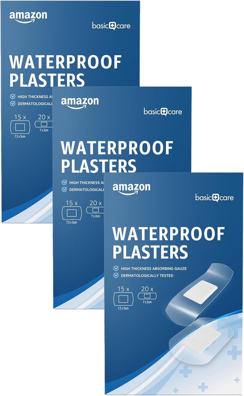 Amazon Basic Care Ultra Sensitive Plasters, Suitable for Infants, Kids and Elderly, 3 sizes, 50 Count
