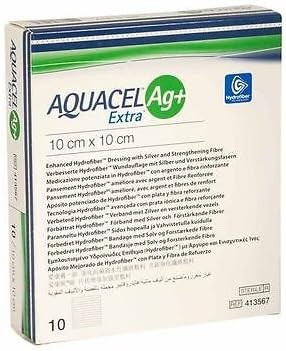 Aquacel AG+ Extra Silver Hydrofiber Wound Dressing 10cm x 10cm, 4"x4" x 10 413567