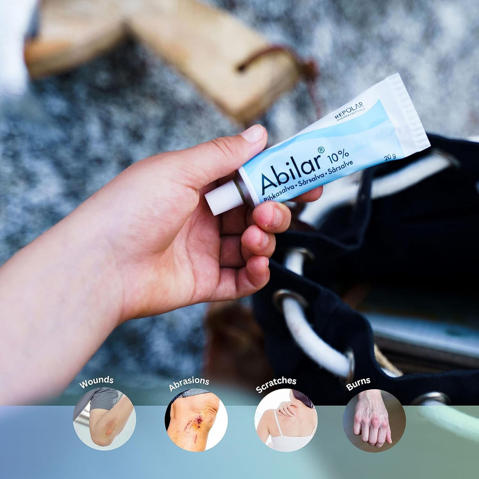 Abilar 10% Wound Healing Ointment | Antibacterial & Antifungal (for Scratches, Abrasions, Wound dressings, Burns & Ulcers)