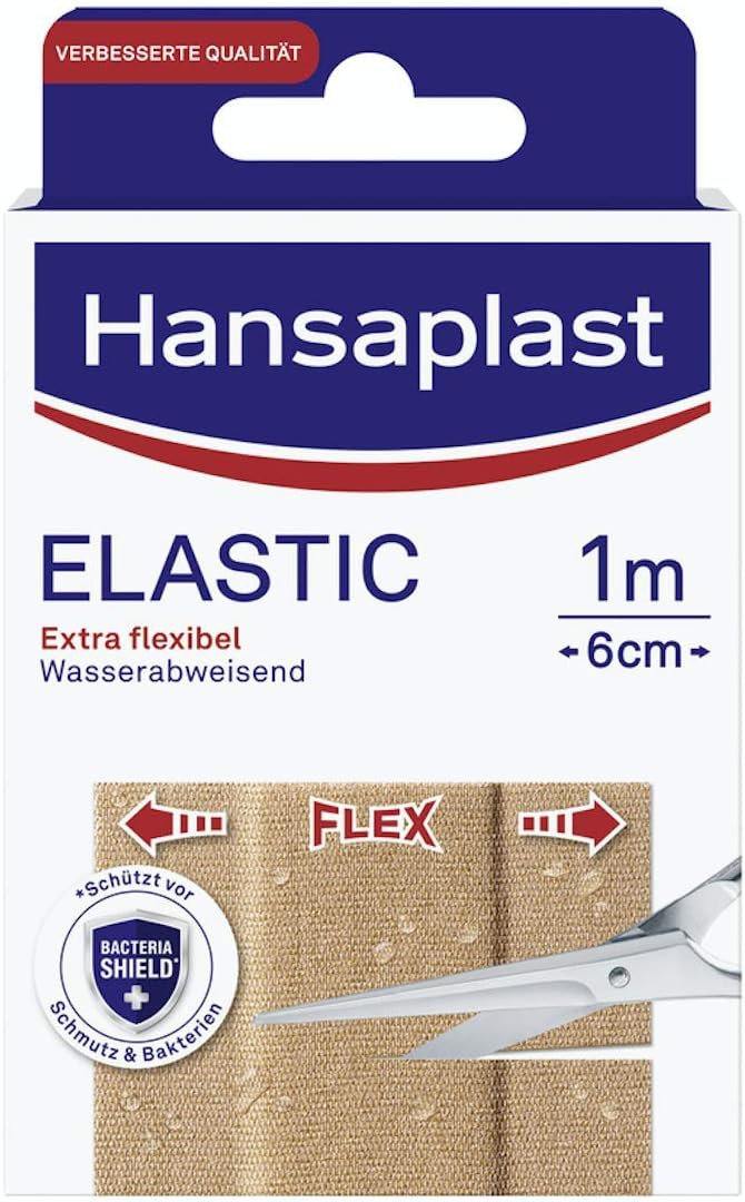 Hansaplast Elastic Plaster (1 m x 6 cm), Cut to Size Wound Plasters for Joints and Moving Body Areas, Flexible Dressing Material with Extra Strong Adhesion