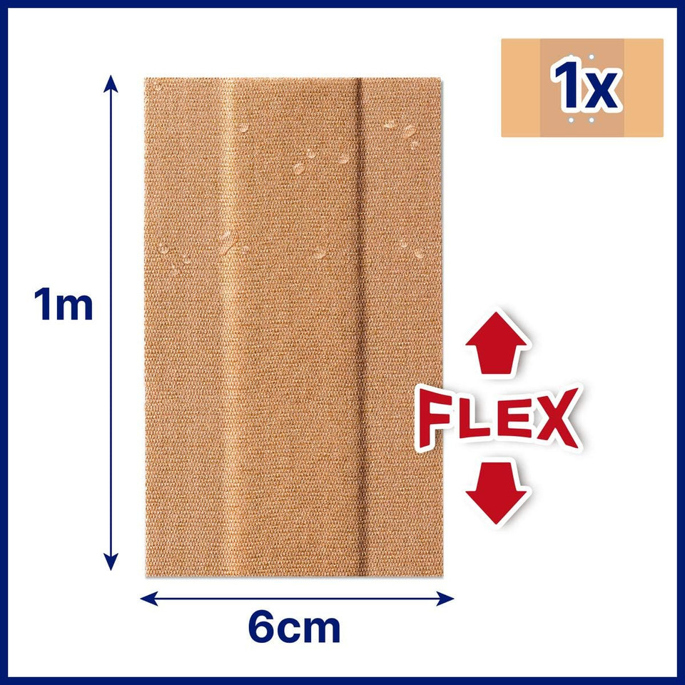 Hansaplast Elastic Plaster (1 m x 6 cm), Cut to Size Wound Plasters for Joints and Moving Body Areas, Flexible Dressing Material with Extra Strong Adhesion