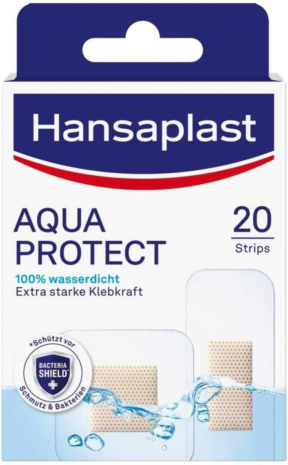 Hansaplast Aqua Protect Plasters - Waterproof Wound Plasters with Extra Strong Adhesion, Ideal for Showering, Swimming & Bathing (20 Strips)