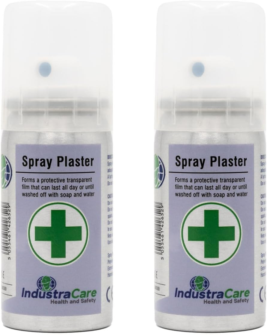 IndustraCare Spray Plaster Transparent Film Wound Protection, 32.5ml, Protect Cuts & Grazes - Twin Pack