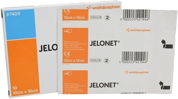 Smith & Nephew Jelonet Paraffin Gauze Dressing, 10cm x 10cm, Pack of 10