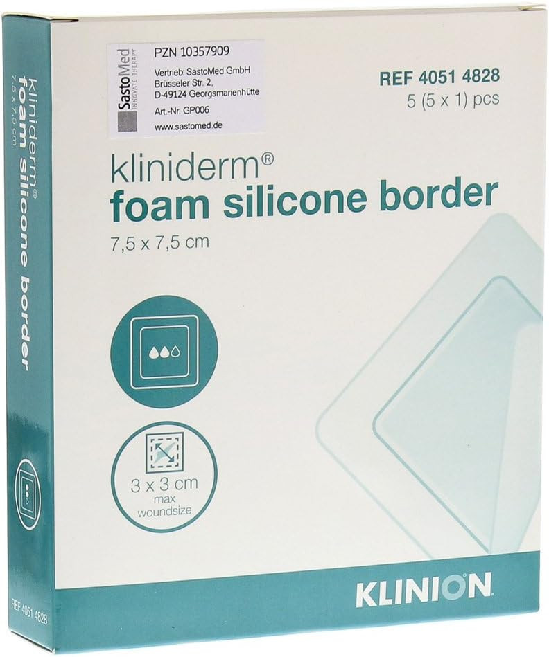 Kliniderm Foam Silicone Border Square Dressing, 7.5 x 7.5 cm