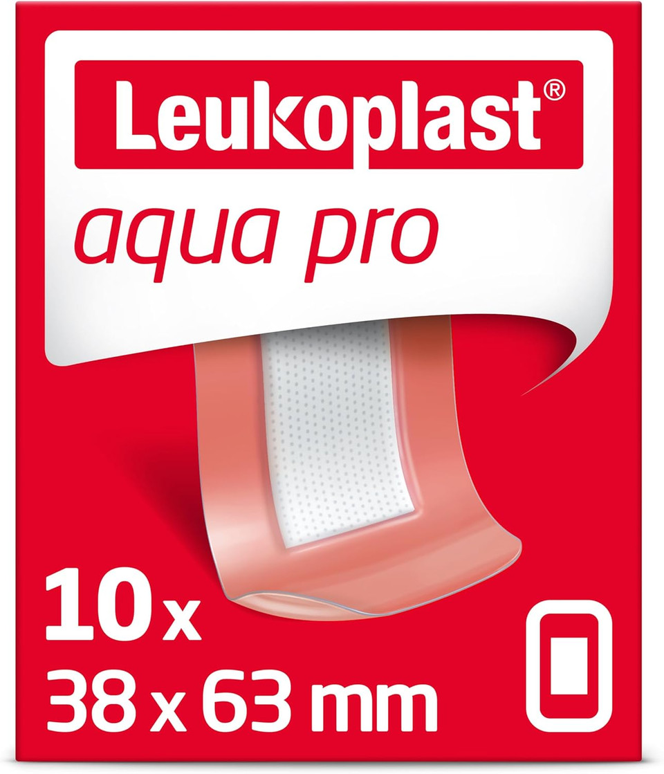 Leukoplast Aqua pro - Non-Sterile Wound Dressing Strips - Waterproof and Absorbent, First-aid Plasters - Protects While Swimming and Showering - Transparent - 2 Assorted Sizes - 20 Count