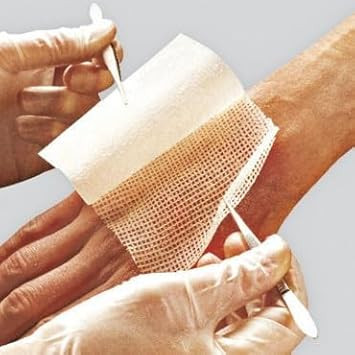 Bactigras 10cm x 10cm Cotton Gauze Dressing - Antiseptic, Non-Adherent, Sterile, Soft, Breathable, Gentle for Wounds, Burns, Ulcers, and Surgical Care (Pack of 10)