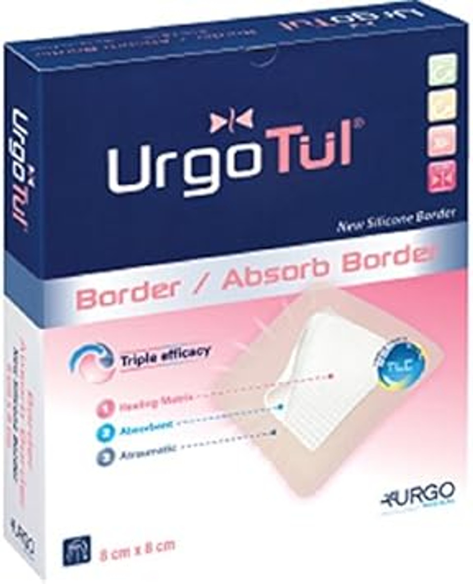 UrgoTul Absorb Border Square Dressing, 8 x 8 cm