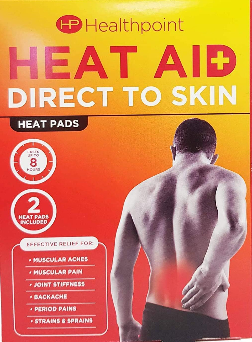 Healthpoint Heat Aid Direct to Skin Heat Pads for Aches, Pain, Stiffness, Backache, Period Pains. Strains & Sprains Twin Pack