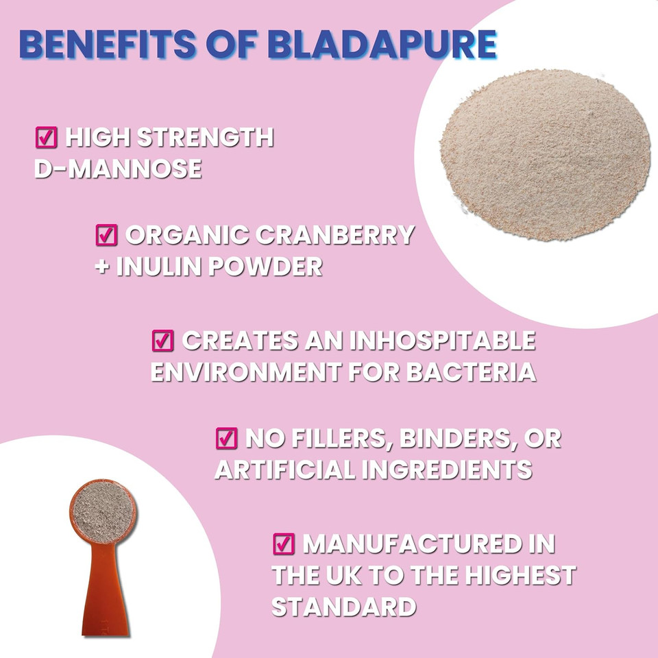 D-Mannose High Strength Supplement 90g Powder by Bladapure ® for Treatment of Urinary Tract Infections Vegan All Natural Ingredients