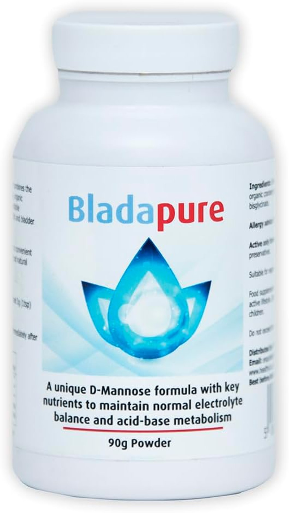 D-Mannose High Strength Supplement 90g Powder by Bladapure ® for Treatment of Urinary Tract Infections Vegan All Natural Ingredients