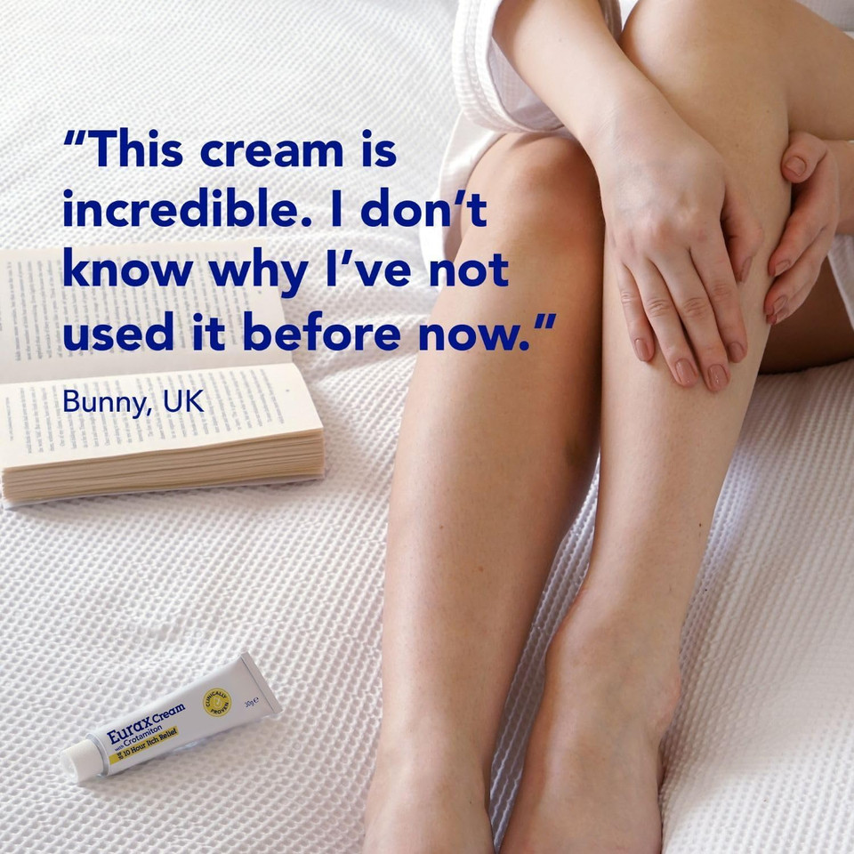 Eurax Itch Relief Cream, Hydrating Relief from Itchy & Irritated Skin, Alleviates Itching from Rashes, Eczema, Dermatitis & Chickenpox, Dermatologist Recommended, Contains Crotamiton, 1 x 100g