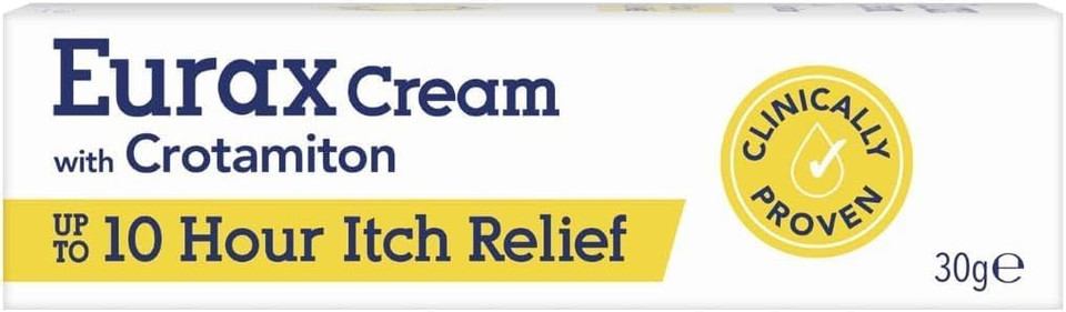 Eurax Itch Relief Cream, Hydrating Relief from Itchy & Irritated Skin, Alleviates Itching from Rashes, Eczema, Dermatitis & Chickenpox, Dermatologist Recommended, Contains Crotamiton, 1 x 30g