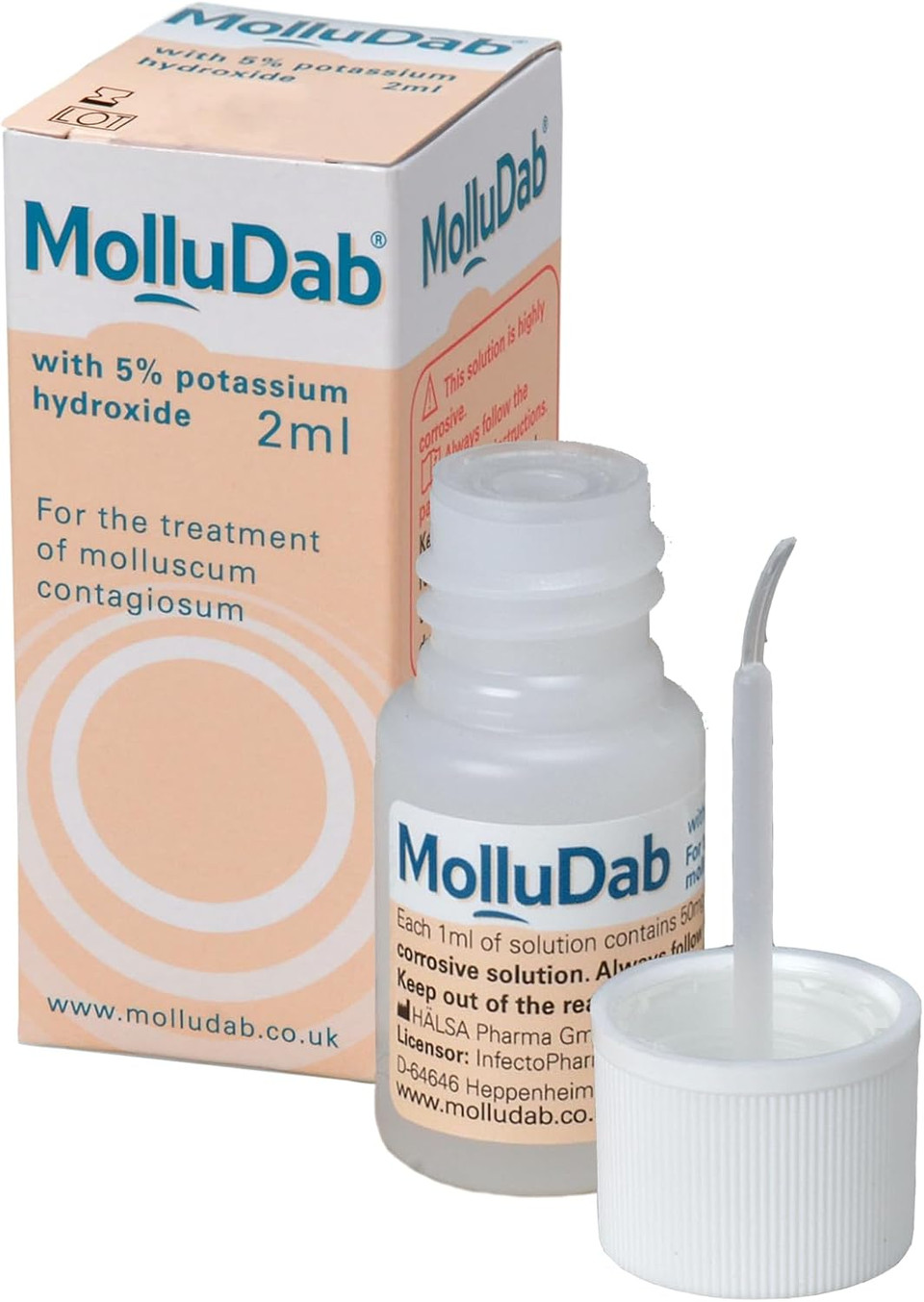Molludab Molluscum Solution, with 5% Potassium Hydroxide to treat Molluscum Contagiosum, 2 ml