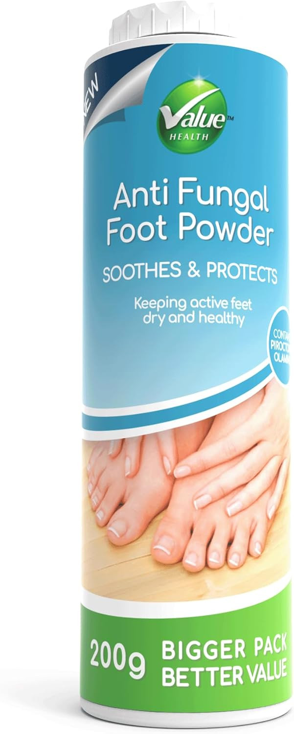 Value Health Anti Fungal Foot Powder - 200g - Soothes & Protects - New 2025 Bigger Pack Better Value (200g)