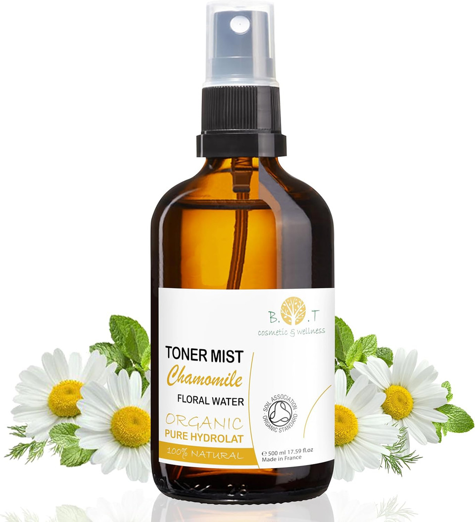 B.O.T Cosmetic & Wellness - BIO Organic Roman Chamomile Water | Facial Toner for Sensitive Skin, Baby | Hair Health | Dark Circles, Puffy Eyelids | 500 ml