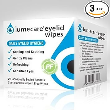 Lumecare Eye Lid Wipes 3 Boxes Of 20 Sachets Each