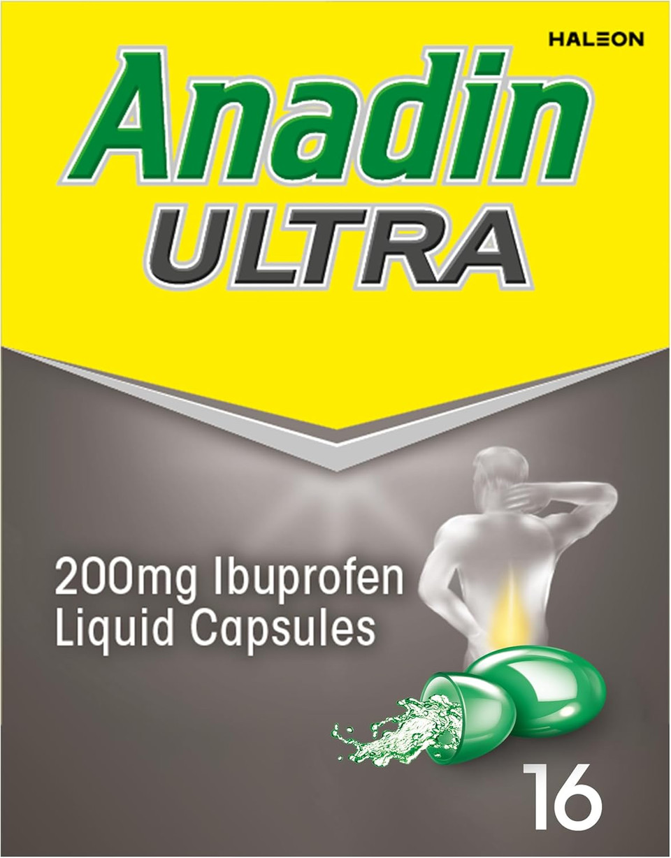 Anadin Ultra Ibuprofen, Back Pain Relief, Liquid Pain Killers Capsules, Pack of 16