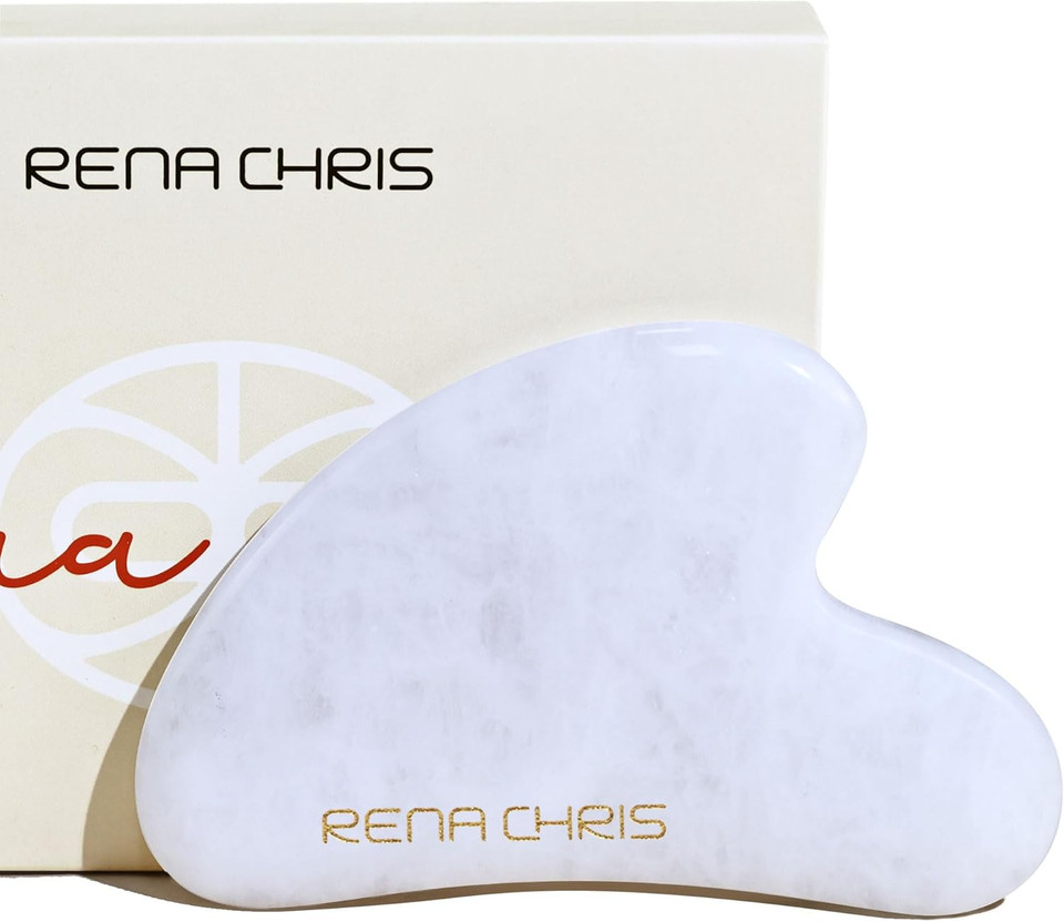 Rena Chris Stainless Steel Gua Sha, Metal Gua Sha for Jawline Sculpting and Puffiness Reducing, Facial Massage Tool, Skin Care Gift (Silver)