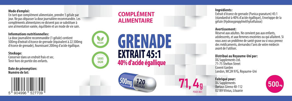 Hepatica Pomegranate Extract 22,500mg Equivalent (500mg of 45:1 Extract) 120 Vegan Capsules, 40% Ellagic Acid, 3rd Party Lab Tested, High Strength Supplement