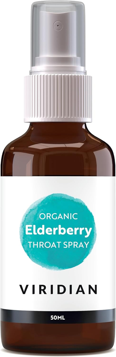 Viridian -100% Organic Elderberry Throat Spray - fresh extracts with manuka 50ml