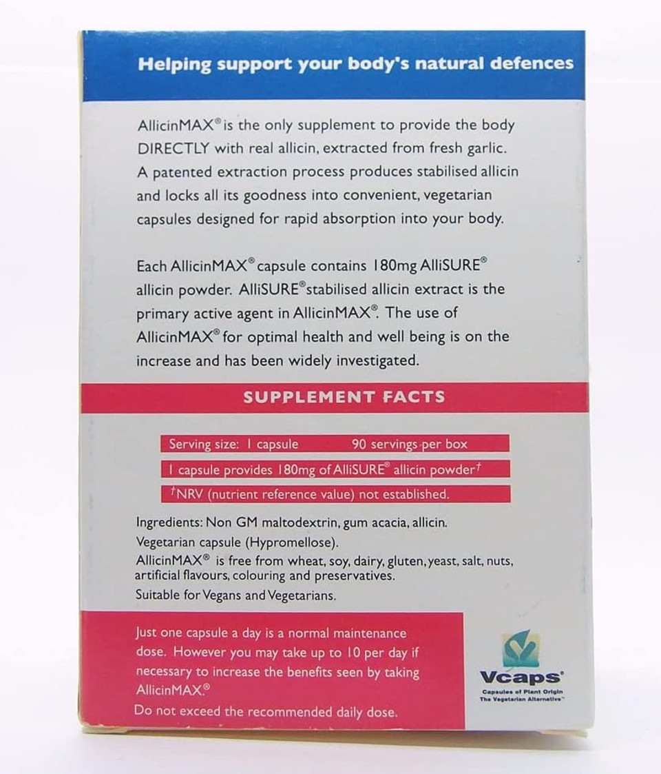 Allicin Max 90 Veg Caps (Pack of 2 - 180 Caps)