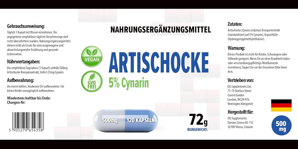 Hepatica Artichoke 5,000mg Equivalent (500mg 10:1 Extract) | 120 Vegan Capsules | High Strength 25mg Cynarin | Supports Digestion & Liver Health | 3rd Party Lab Tested