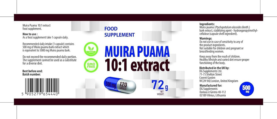 Hepatica Muira Puama Bark Extract 5000mg | 10:1 Extract (500mg) | 120 Vegan Capsules | High Strength Energy, Stamina & Libido Support | 3rd Party Lab Tested | Gluten-Free & Non-GMO